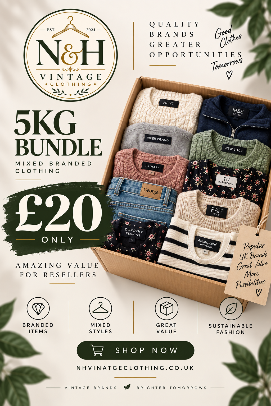 5kg Mixed Clothing Bundle | Grade A & B | Men's & Women's Wholesale Clothes